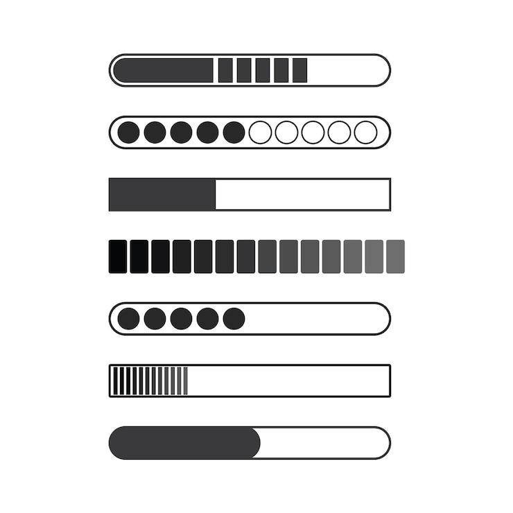 Vector varios estilos de barras de progreso para interfaces web y de aplicaciones