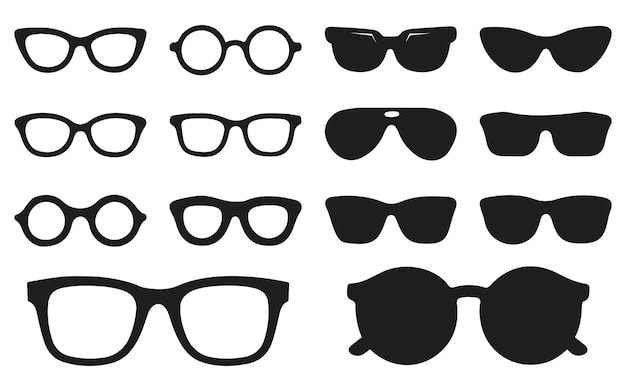 Varios estilos de gafas y siluetas de gafas de sol
