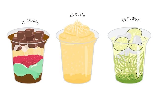 Vector varios hielo raspado, bebidas ilustración vectorial