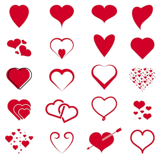 Varios iconos de amor establecidos por diseño vectorial