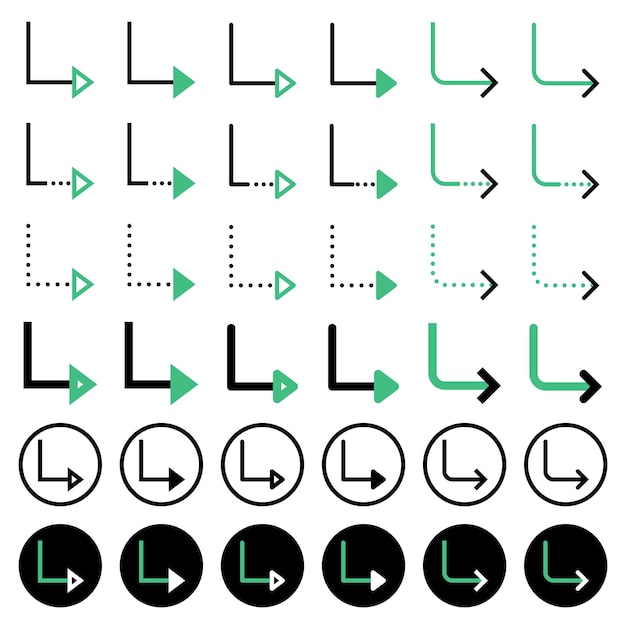 Varios iconos de flecha relacionados con las direcciones