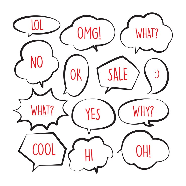 Vector varios lindo discurso burbuja doodle