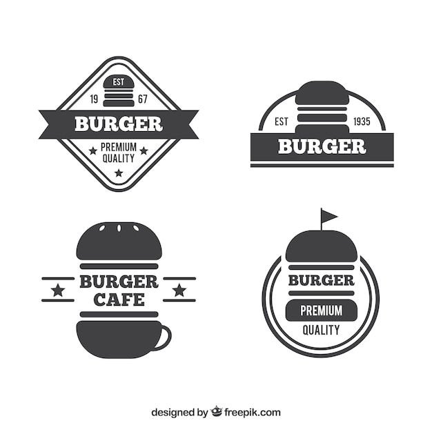 Vector varios logos de hamburguesas en diseño plano