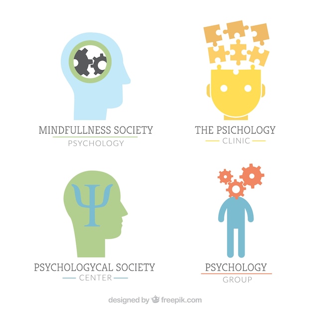 Varios logotipos coloridos de psicología