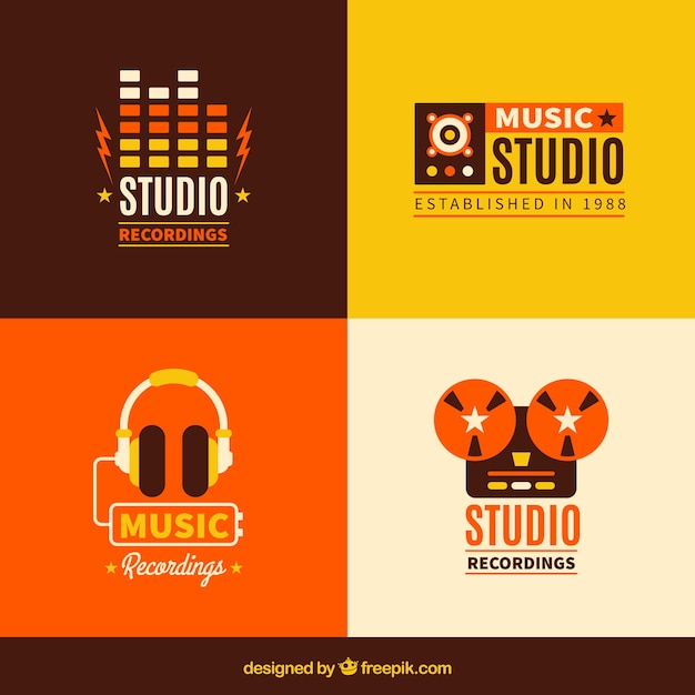 Varios logotipos de música en estilo vintage