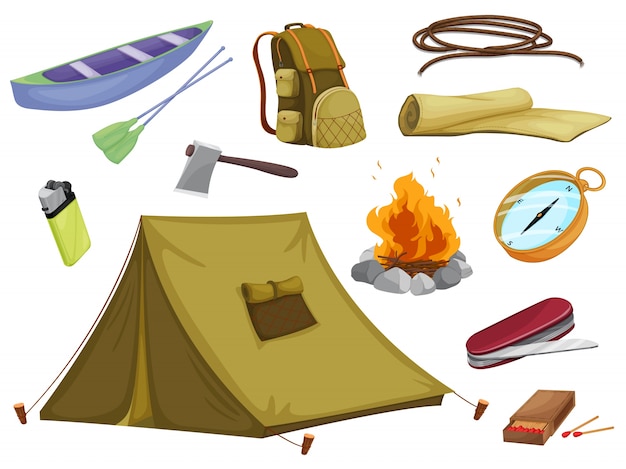 Vector varios objetos de camping