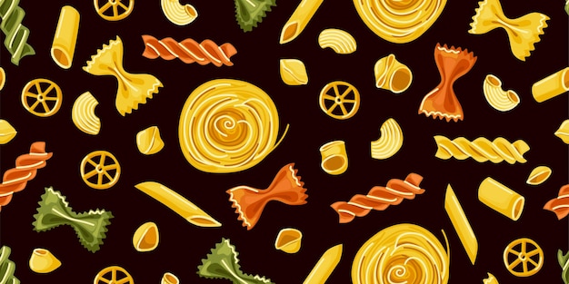 Vector varios patrones sin fisuras de pasta fondo de pasta para la decoración del menú del restaurante