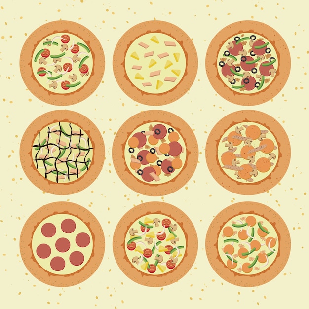 Varios pizza deliciosa
