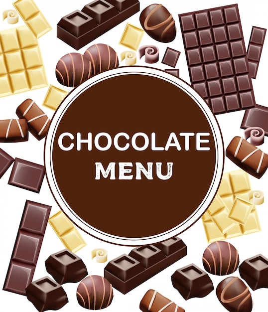 Varios tipos de chocolate y granos de cacao