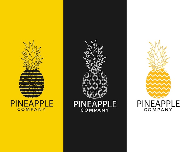 Vector varios tipos de diseño de logotipo de piña