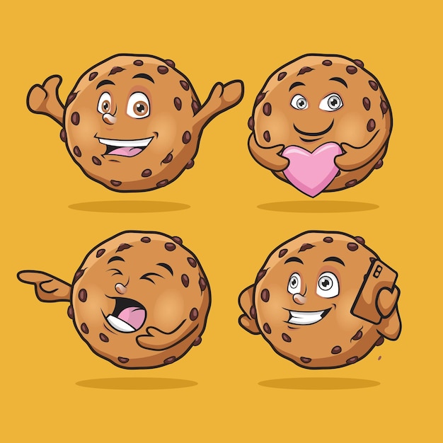 Varios tipos de diseño de vectores de emoticonos de galletas de galletas