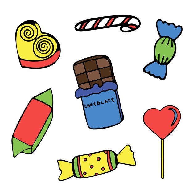 Varios tipos de dulces vector ilustración conjunto de dulces