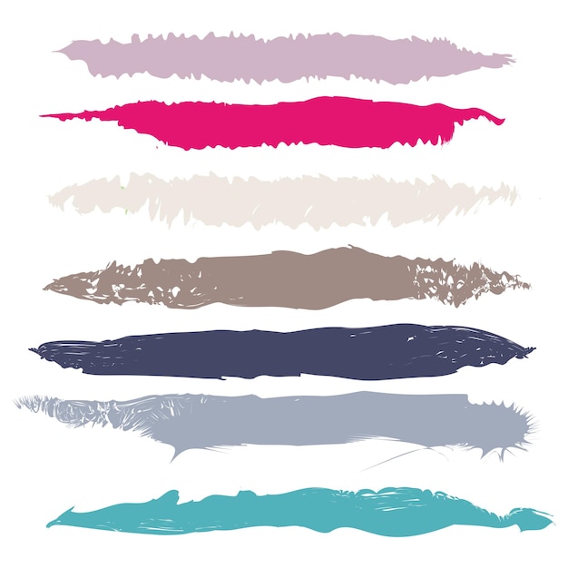 Varios trazos de pintura de color sobre fondo blanco Ilustración vectorial