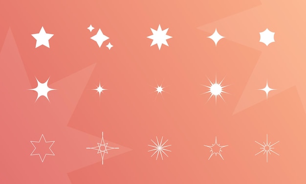 Varios vectores de estrellas en el fondo del gradiente