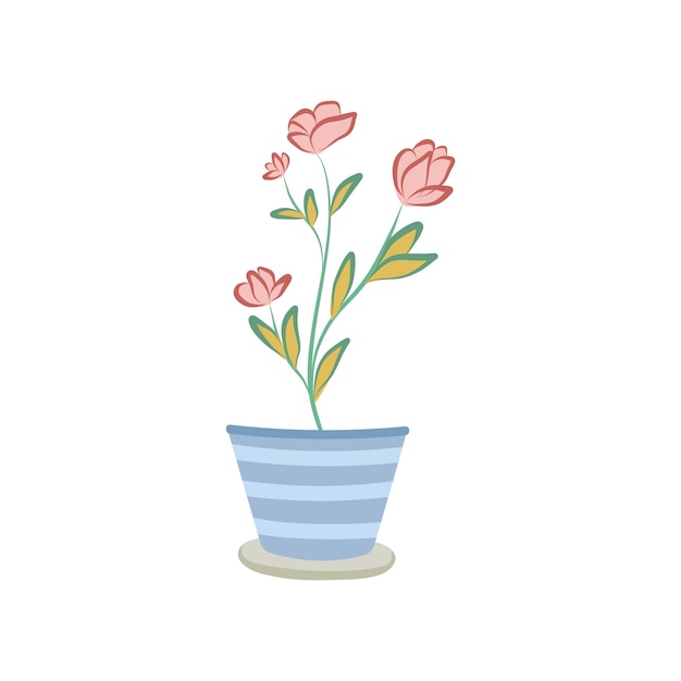 Vasijas de flores vectoriales con hermosas ilustraciones de colores