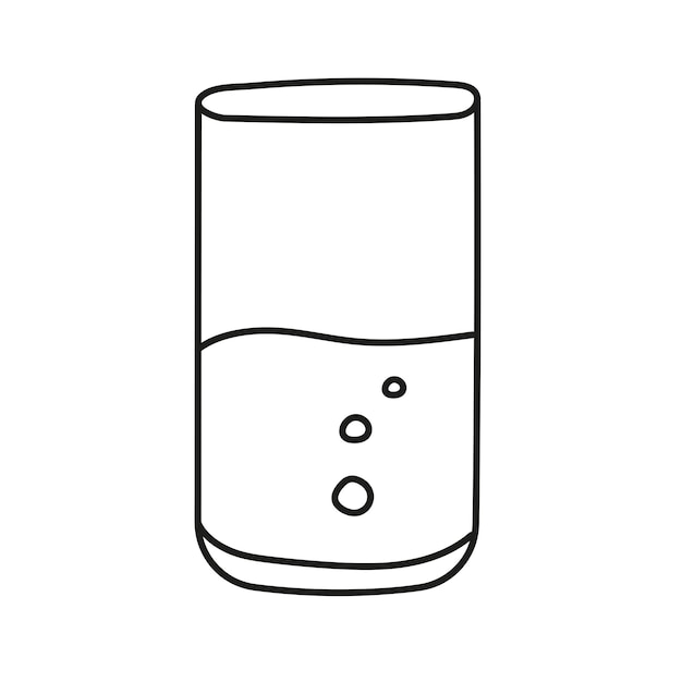 Un vaso de agua Ilustración vectorial en estilo doodle