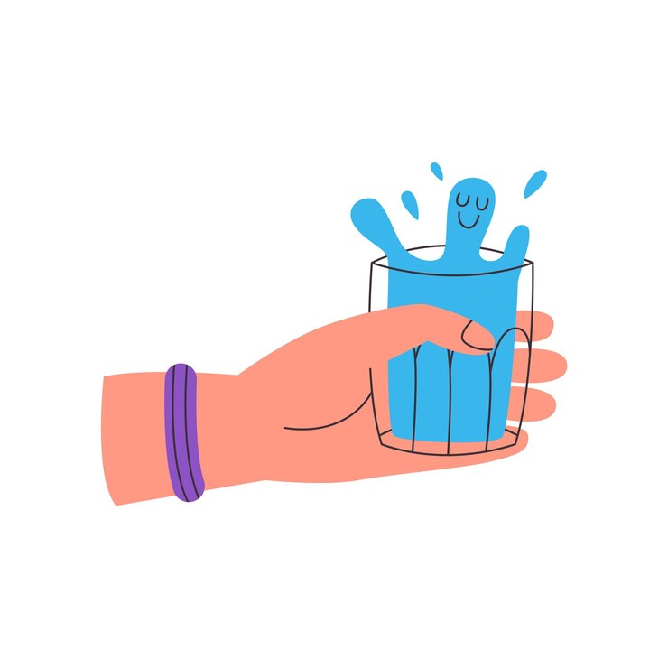 Vector con el vaso de agua en la mano