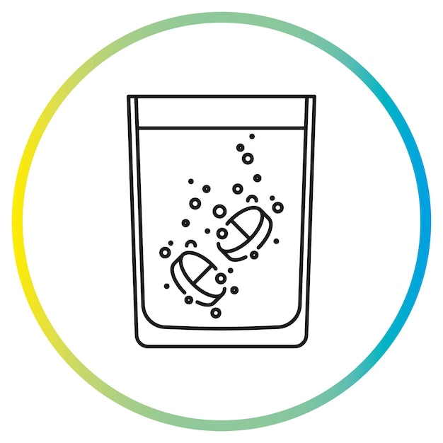 Vaso con agua y pastillas solubles.