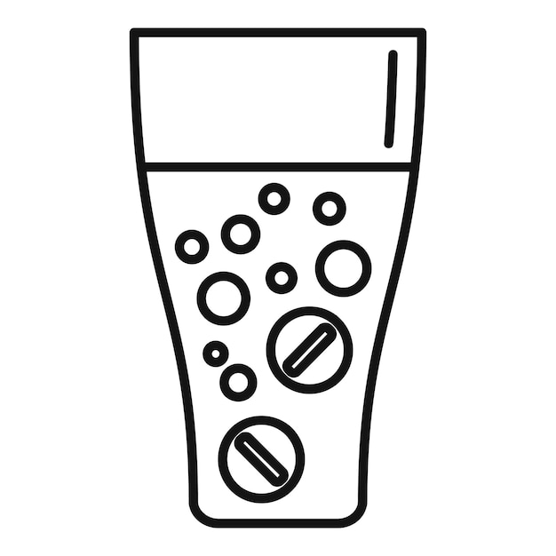 Vaso de agua que disuelve pastillas efervescentes medicina icono de atención médica