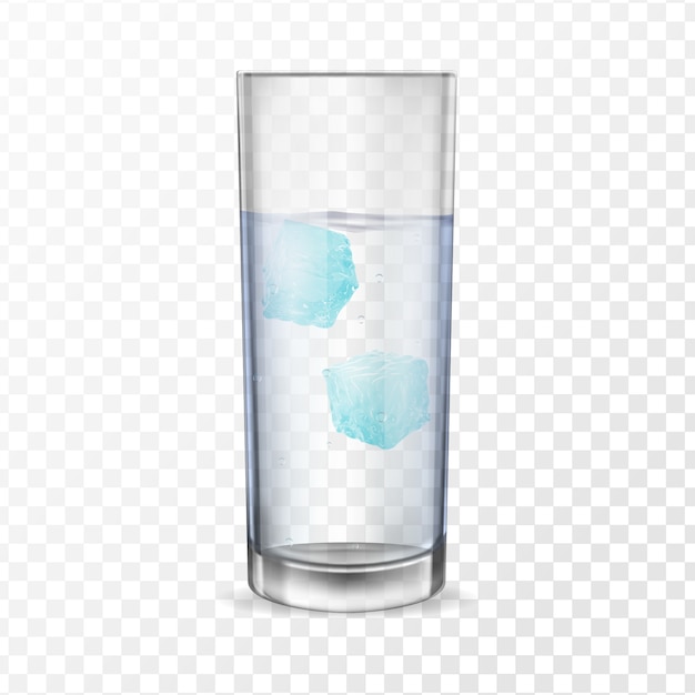 Vaso con alcohol o agua y dos cubitos de hielo.