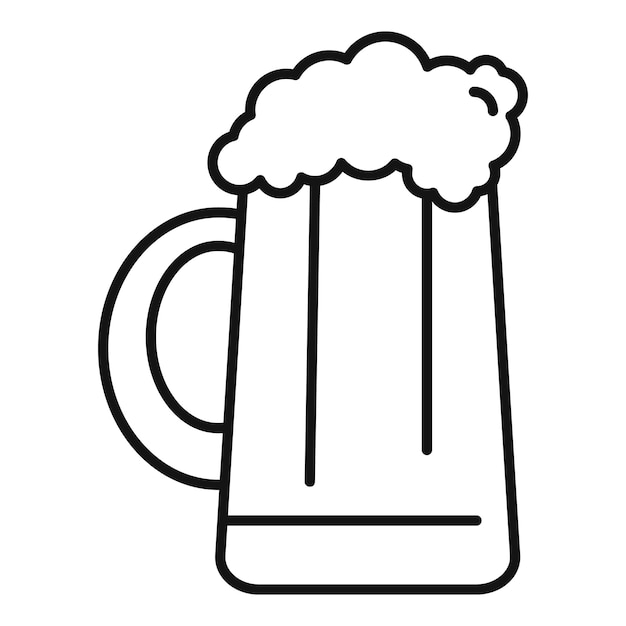 Vaso alto de cerveza con diseño de icono minimalista de espuma