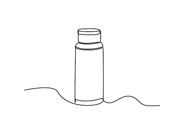 Un vaso de aluminio. Dibujo oneline del vaso.