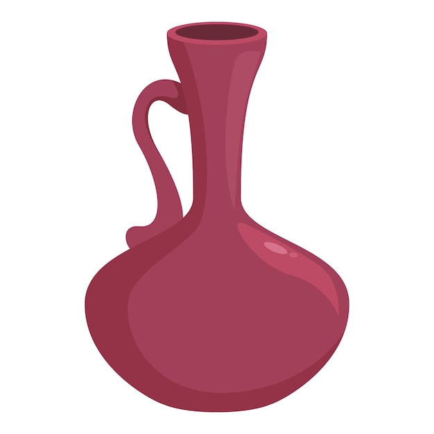 Vaso de ánfora de arcilla roja de estilo dibujos animados de pie sobre un fondo blanco