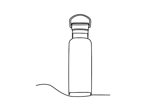 Un vaso con asa en la tapa. Dibujo en línea del vaso.