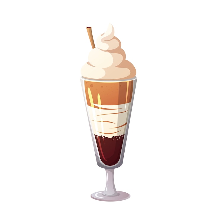 Vector vaso con un batido de cóctel de café