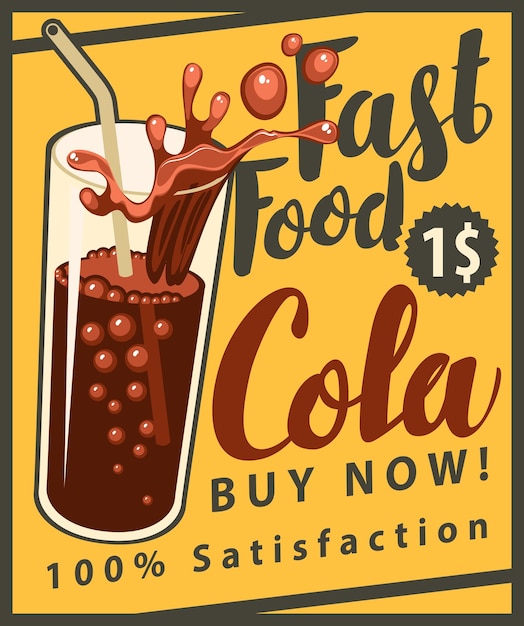 Vaso de bebida cola en estilo retro