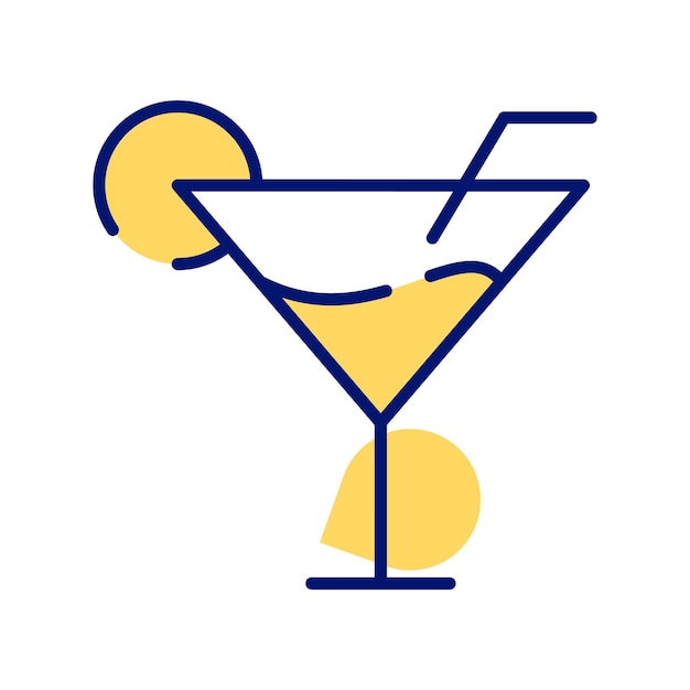 Un vaso de bebida fresca con un pedazo de limón que muestra el icono del concepto de la bebida de la fiesta