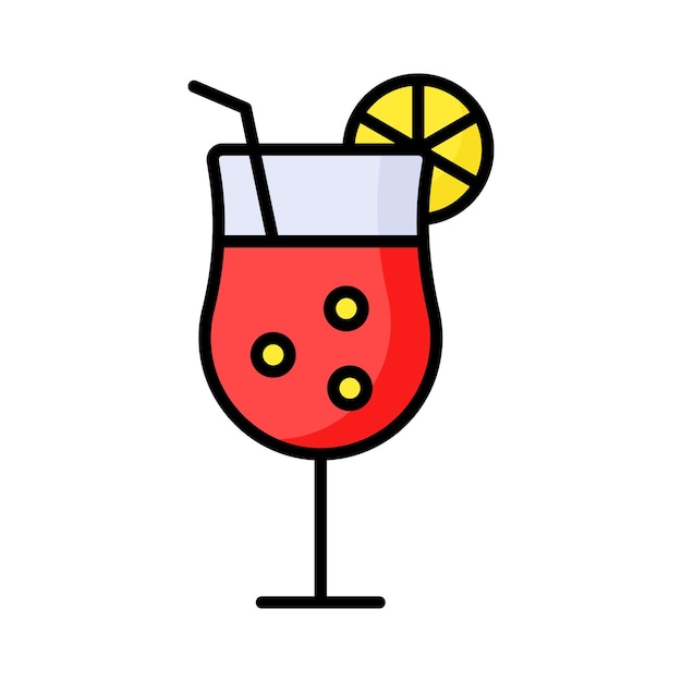 Un vaso de bebida fresca con un pedazo de limón que muestra el icono del concepto de cóctel