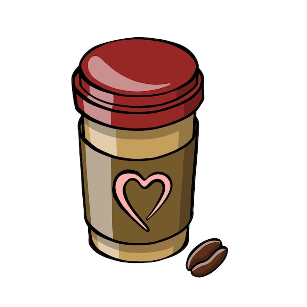 Vaso de café para ir con amor aislado en vector de fondo blanco