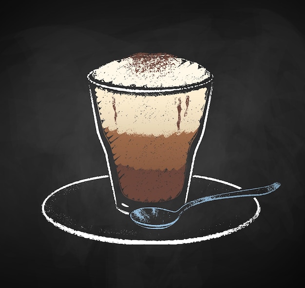 Vector vaso de café maroccino sobre fondo de pizarra