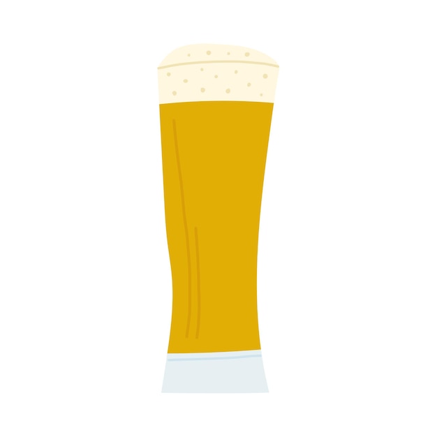 Vaso de cerveza amarilla con espuma en estilo vintage sobre fondo transparente vector icono