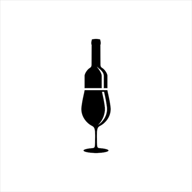 vaso de cerveza y botella silueta icono ilustración logotipo diseño