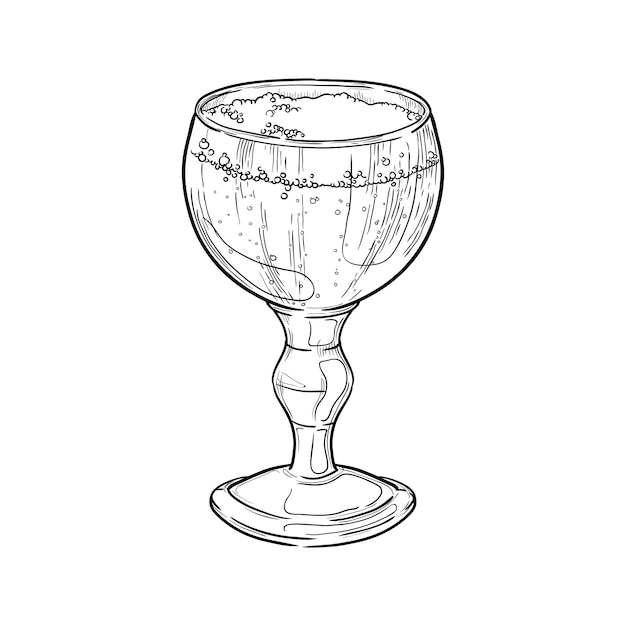 Vaso de cerveza cáliz aislado sobre fondo blanco. Ilustración de vector dibujado a mano.