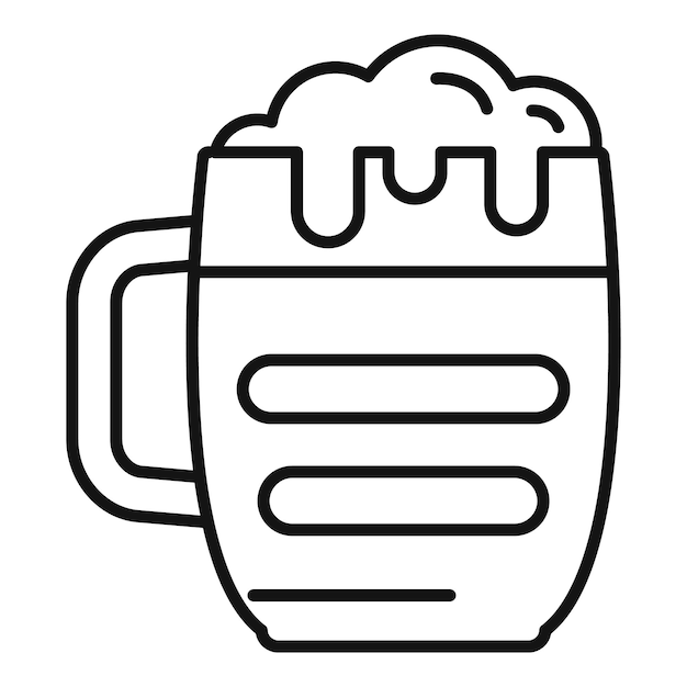 El vaso de cerveza se desborda con el icono de la cabeza espumosa