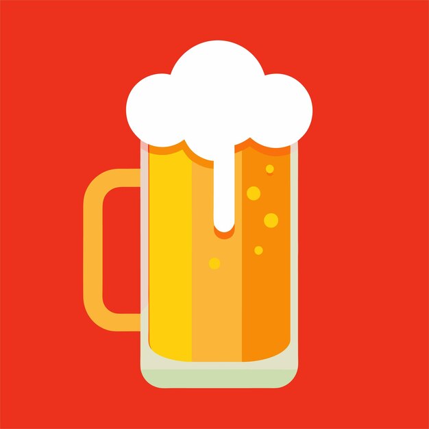 un vaso de cerveza con fondo rojo y un fondo rojo