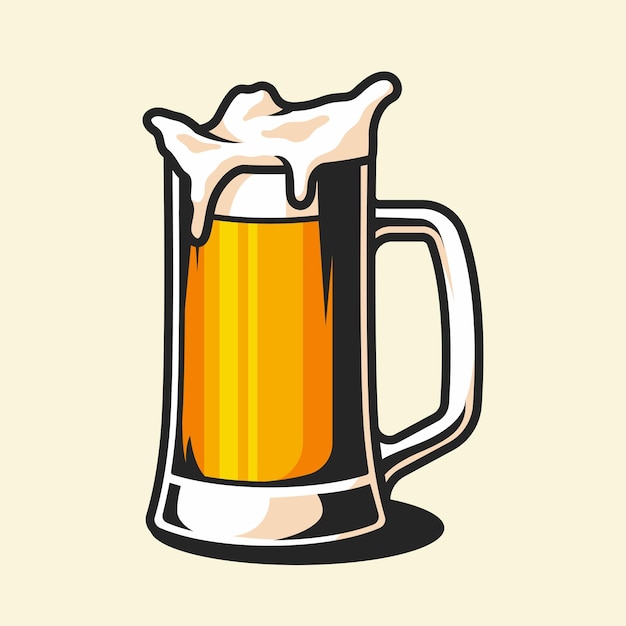 Un vaso de cerveza Ilustración de arte vectorial sobre fondo aislado
