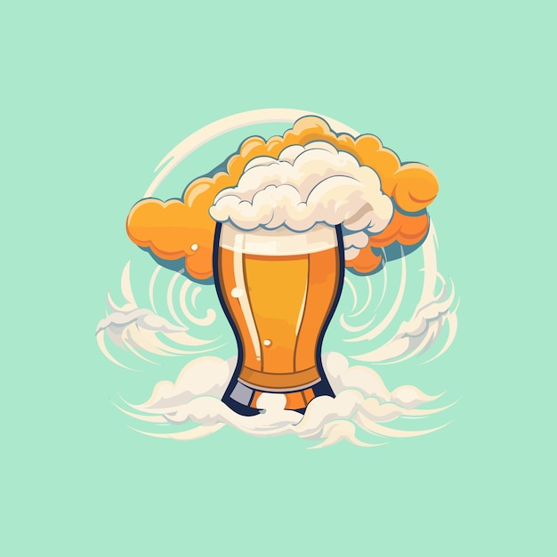 Vector vaso de cerveza con pretzel en la ilustración de dibujos animados de oktoberfest