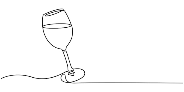 Vaso de cóctel dibujo continuo de una línea Ilustración vectorial de bebidas dibujada a mano Lineal abstracto