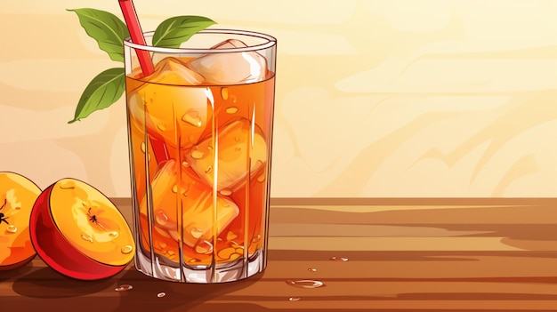 Vector un vaso de cóctel con limones y una pajita