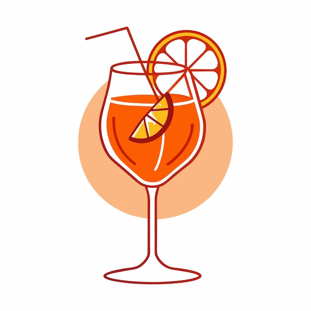 un vaso de cóctel con una paja y una rodaja de naranja en él
