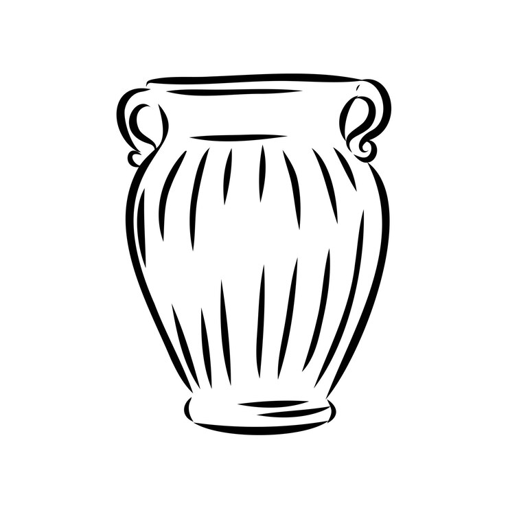 Vector vaso dibujado a mano en estilo boceto para el grabado aislado sobre fondo blanco