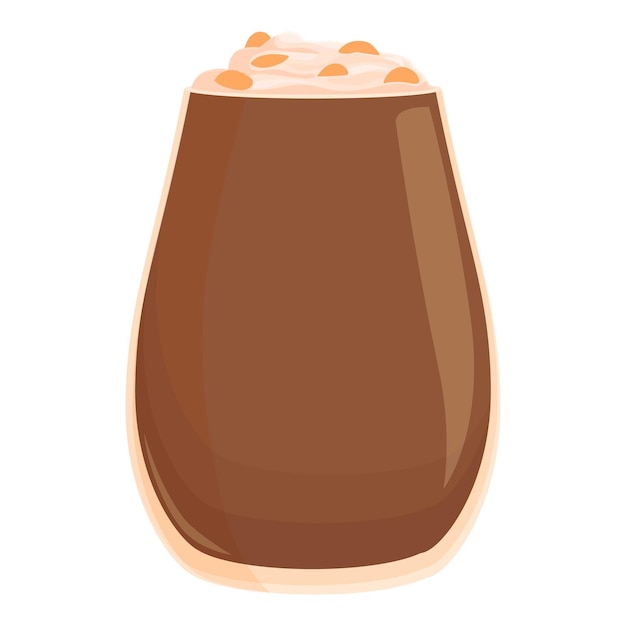 El vaso está lleno de un delicioso cóctel de chocolate con crema y nueces