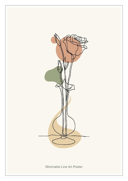 Vaso de flores dibujo de una línea diseño vectorial de arte abstracto botánico moderno
