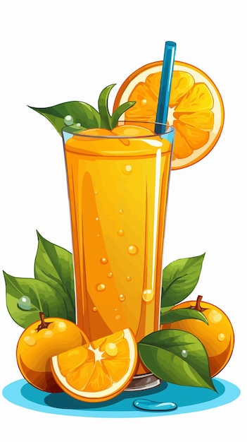 Vector vaso de jugo de jugo de naranja ilustración