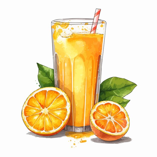 Vaso de jugo de jugo de naranja ilustración