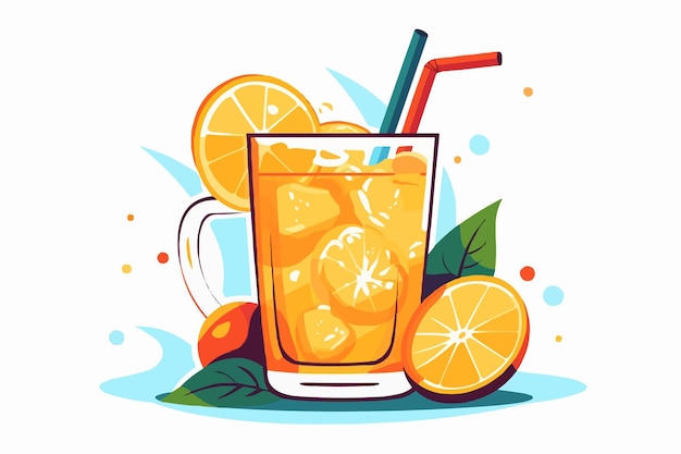 Vector vaso de jugo de jugo de naranja ilustración